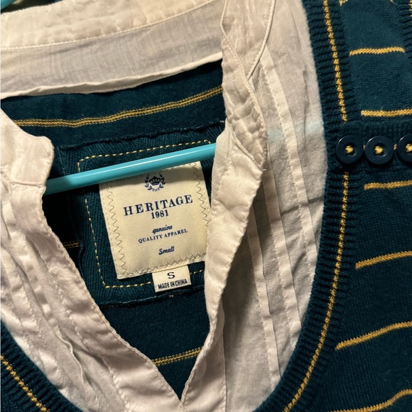 Teal and yellow sweater vest top - Picture 2 of 2